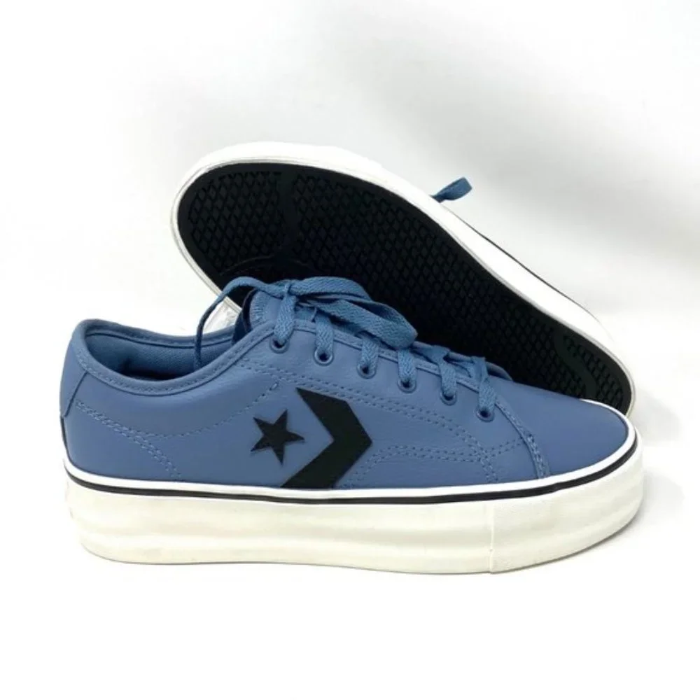 Converse Women's 569535C Star Replay Platform Lakeside Blue Faux Leather Sneaker - Picture 6 of 9